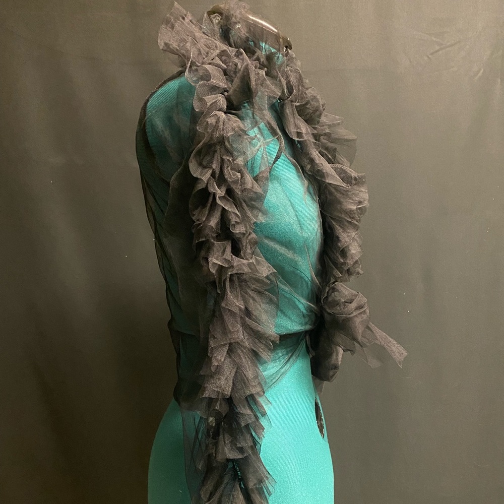 Black sheer ruffle tie top - Picture 3 of 6